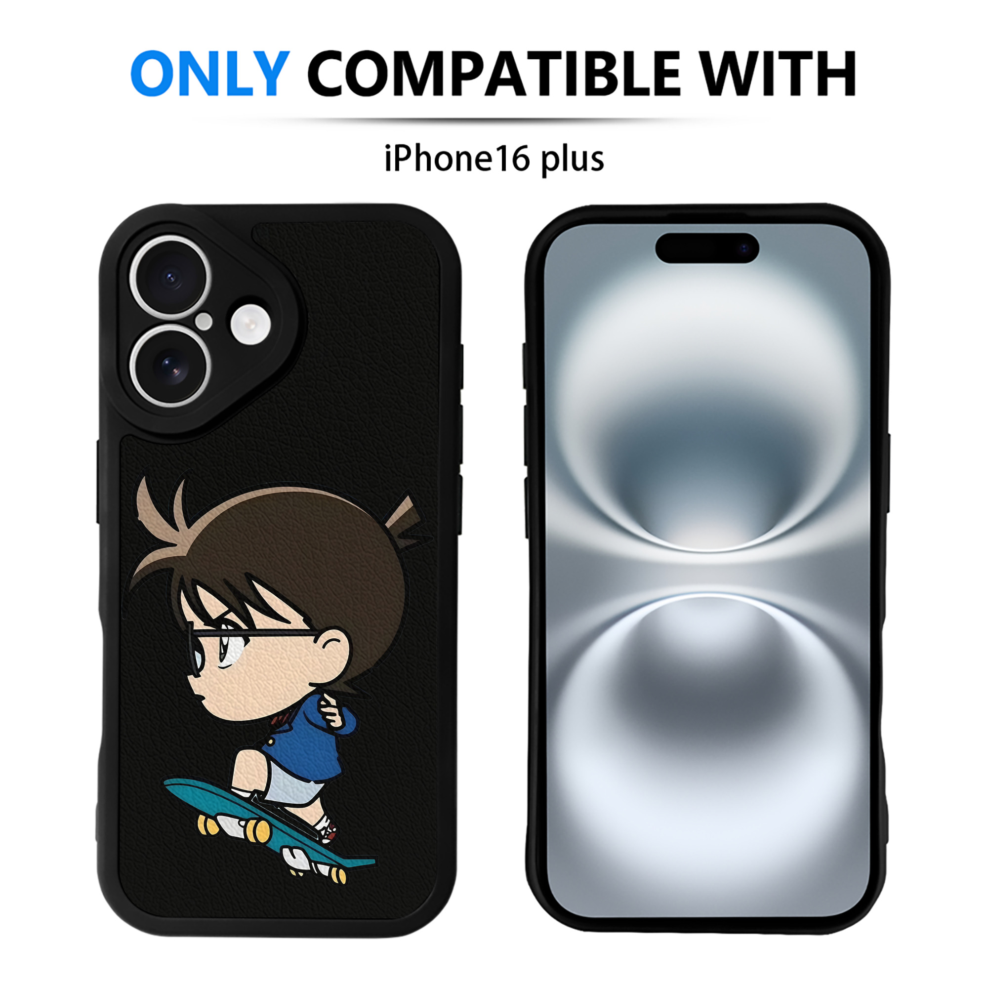 （画像用） 名探偵コナン 江戸川 コナン Detective Conan Conan Edogawa 【iPhone 16シリーズ対応】シリコンスマホケース（レザー調） 材質：シリコン